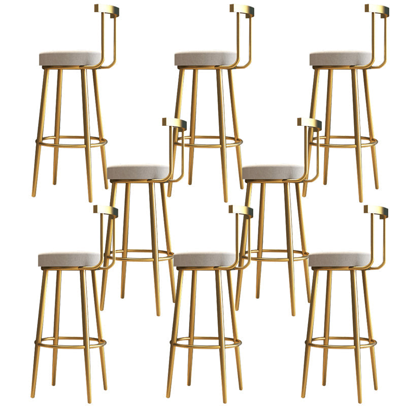 Nordic Bar-stool Round Seat Counter Bar Stool with Metal Legs for Home Use 8 Piece Set Short Stool(22"H) Clearhalo 'Bar Furniture' 'Bar Stools' 'bar_stools' 'furn' 'furn_bar_stools' 'Furniture' 'Kitchen & Dining Furniture' 6244627
