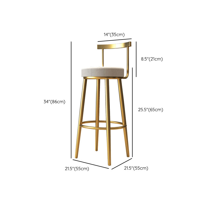 Nordic Bar-stool Round Seat Counter Bar Stool with Metal Legs for Home Use Clearhalo 'Bar Furniture' 'Bar Stools' 'bar_stools' 'furn' 'furn_bar_stools' 'Furniture' 'Kitchen & Dining Furniture' 6244630