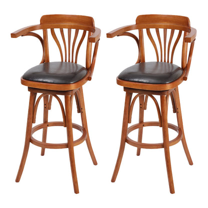 Tabouret de comptoir en bois massif glamour tabouret de bar à barre en cuir faux en cuir