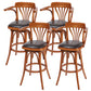 Tabouret de comptoir en bois massif glamour tabouret de bar à barre en cuir faux en cuir