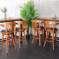 Tabouret de comptoir en bois massif glamour tabouret de bar à barre en cuir faux en cuir