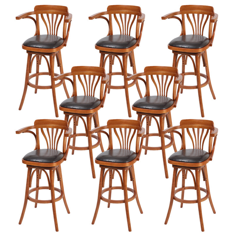Tabouret de comptoir en bois massif glamour tabouret de bar à barre en cuir faux en cuir