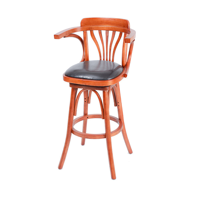 Tabouret de comptoir en bois massif glamour tabouret de bar à barre en cuir faux en cuir