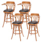Tabouret de comptoir en bois massif glamour tabouret de bar à barre en cuir faux en cuir