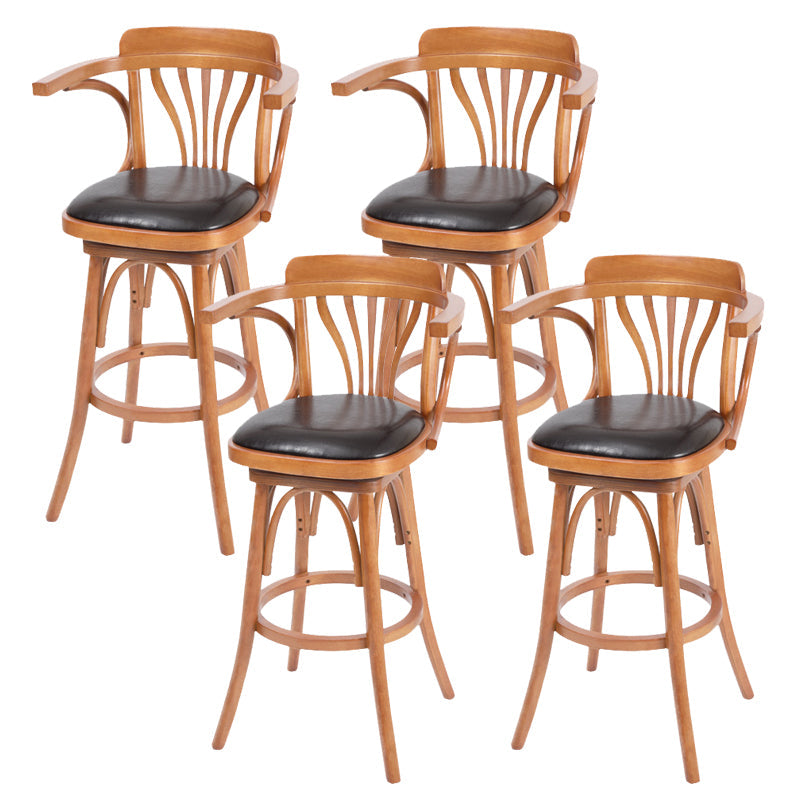 Tabouret de comptoir en bois massif glamour tabouret de bar à barre en cuir faux en cuir