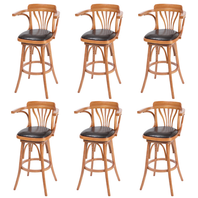 Tabouret de comptoir en bois massif glamour tabouret de bar à barre en cuir faux en cuir