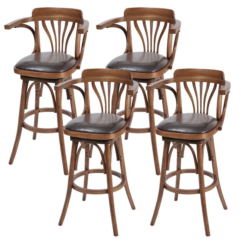 Tabouret de comptoir en bois massif glamour tabouret de bar à barre en cuir faux en cuir