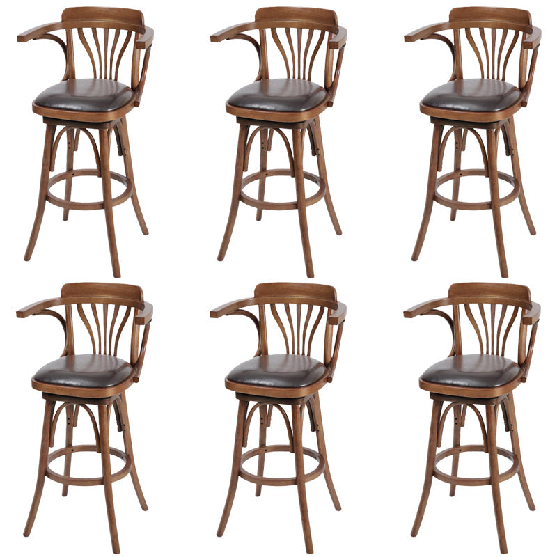 Tabouret de comptoir en bois massif glamour tabouret de bar à barre en cuir faux en cuir