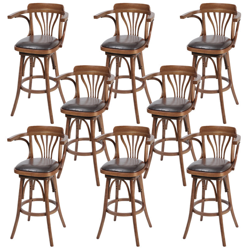 Tabouret de comptoir en bois massif glamour tabouret de bar à barre en cuir faux en cuir
