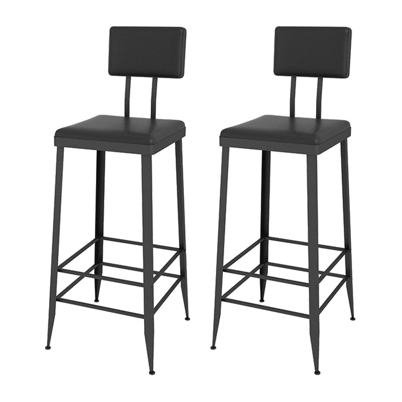 Contemporary Style Upholstered Counter Stool Bar-height Bar Stool with Metal Legs Black 2 Piece Set Clearhalo 'Bar Furniture' 'Bar Stools' 'bar_stools' 'furn' 'furn_bar_stools' 'Furniture' 'Kitchen & Dining Furniture' 6244676