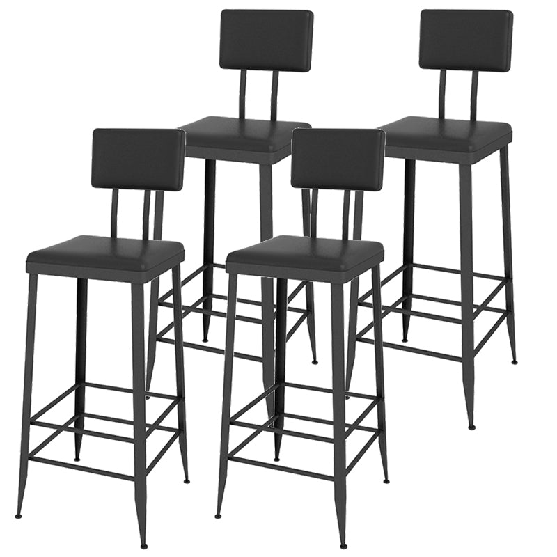 Contemporary Style Upholstered Counter Stool Bar-height Bar Stool with Metal Legs Black 4 Piece Set Clearhalo 'Bar Furniture' 'Bar Stools' 'bar_stools' 'furn' 'furn_bar_stools' 'Furniture' 'Kitchen & Dining Furniture' 6244677