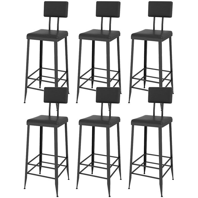 Contemporary Style Upholstered Counter Stool Bar-height Bar Stool with Metal Legs Black 6 Piece Set Clearhalo 'Bar Furniture' 'Bar Stools' 'bar_stools' 'furn' 'furn_bar_stools' 'Furniture' 'Kitchen & Dining Furniture' 6244680