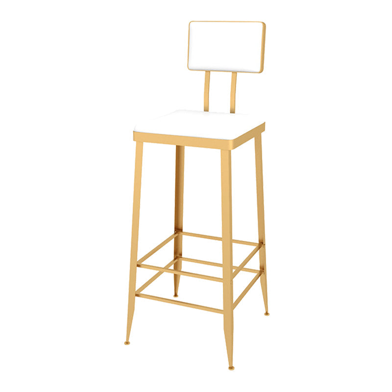 Contemporary Style Upholstered Counter Stool Bar-height Bar Stool with Metal Legs White-Gold 1 Piece Clearhalo 'Bar Furniture' 'Bar Stools' 'bar_stools' 'furn' 'furn_bar_stools' 'Furniture' 'Kitchen & Dining Furniture' 6244684