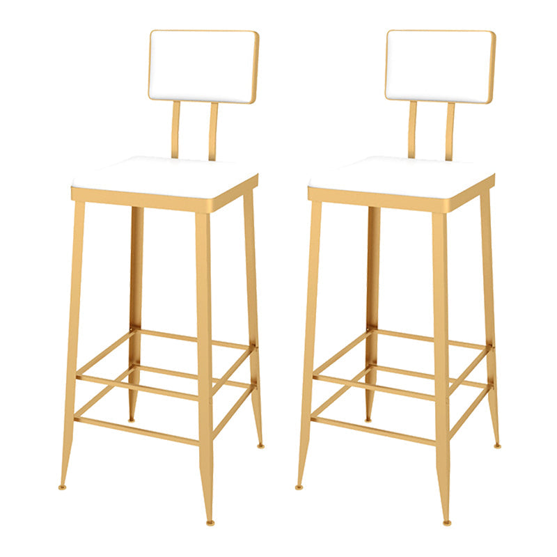 Contemporary Style Upholstered Counter Stool Bar-height Bar Stool with Metal Legs White-Gold 2 Piece Set Clearhalo 'Bar Furniture' 'Bar Stools' 'bar_stools' 'furn' 'furn_bar_stools' 'Furniture' 'Kitchen & Dining Furniture' 6244686