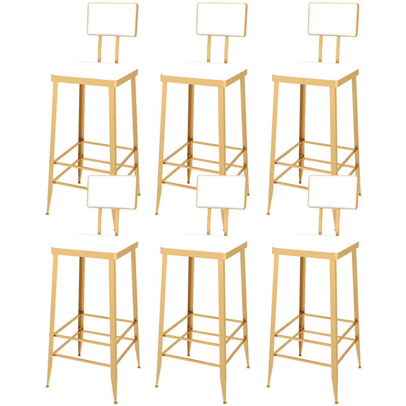 Contemporary Style Upholstered Counter Stool Bar-height Bar Stool with Metal Legs White-Gold 6 Piece Set Clearhalo 'Bar Furniture' 'Bar Stools' 'bar_stools' 'furn' 'furn_bar_stools' 'Furniture' 'Kitchen & Dining Furniture' 6244690