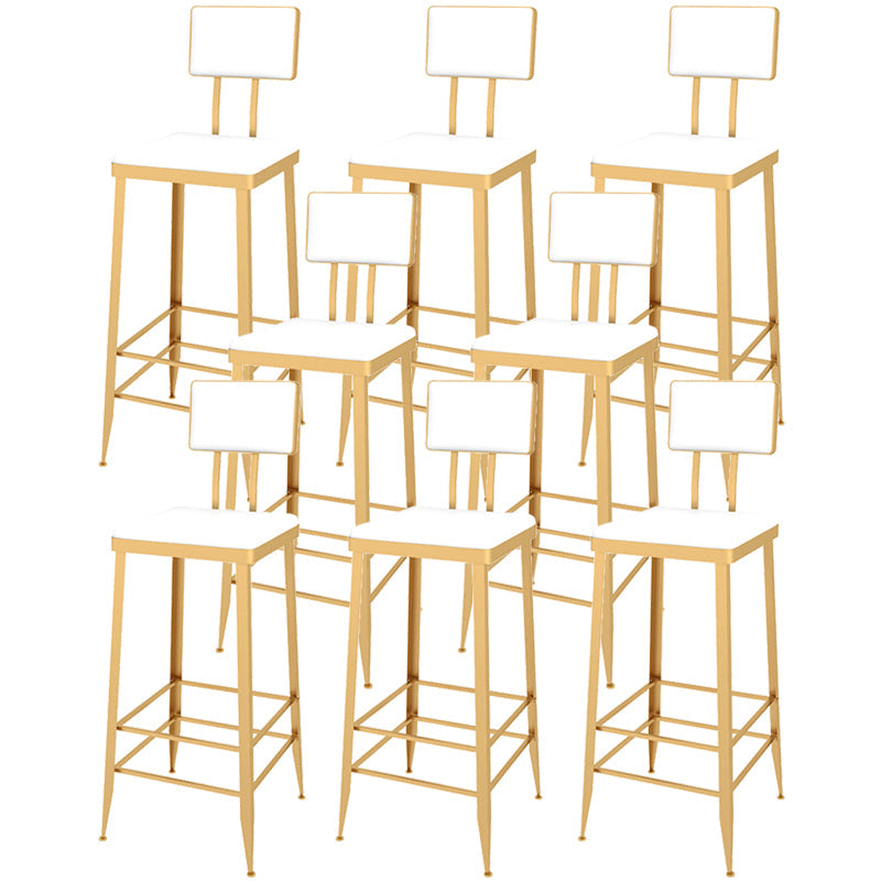 Contemporary Style Upholstered Counter Stool Bar-height Bar Stool with Metal Legs White-Gold 8 Piece Set Clearhalo 'Bar Furniture' 'Bar Stools' 'bar_stools' 'furn' 'furn_bar_stools' 'Furniture' 'Kitchen & Dining Furniture' 6244691
