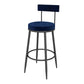 Contemporary Style Upholstered Counter Stool Bar-height Bar Stool with Metal Legs Blue-Black 1 Piece Clearhalo 'Bar Furniture' 'Bar Stools' 'bar_stools' 'furn' 'furn_bar_stools' 'Furniture' 'Kitchen & Dining Furniture' 6244693