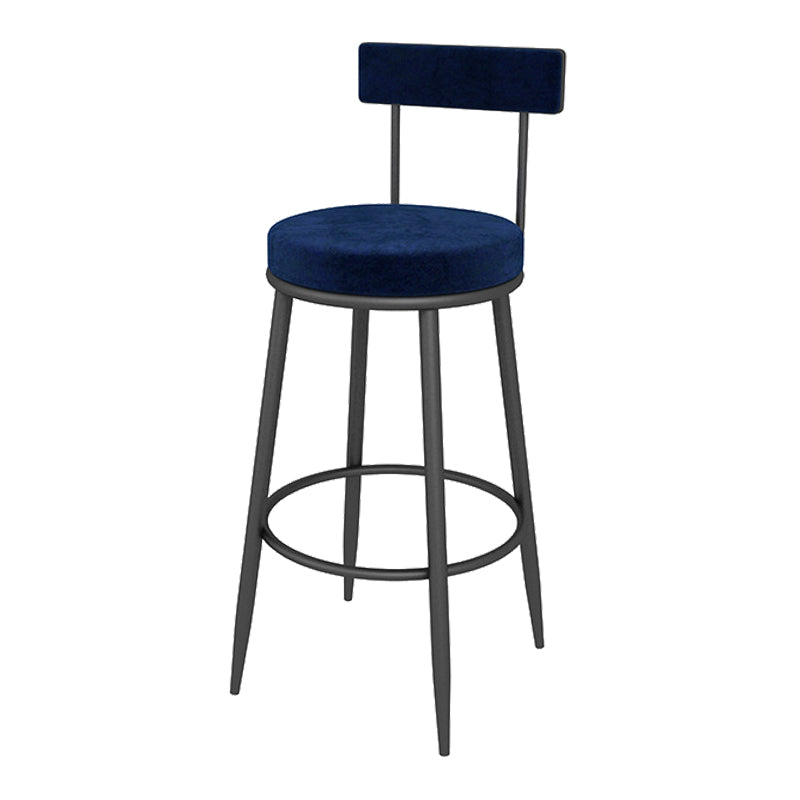 Contemporary Style Upholstered Counter Stool Bar-height Bar Stool with Metal Legs Blue-Black 1 Piece Clearhalo 'Bar Furniture' 'Bar Stools' 'bar_stools' 'furn' 'furn_bar_stools' 'Furniture' 'Kitchen & Dining Furniture' 6244693