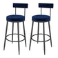 Contemporary Style Upholstered Counter Stool Bar-height Bar Stool with Metal Legs Blue-Black 2 Piece Set Clearhalo 'Bar Furniture' 'Bar Stools' 'bar_stools' 'furn' 'furn_bar_stools' 'Furniture' 'Kitchen & Dining Furniture' 6244695
