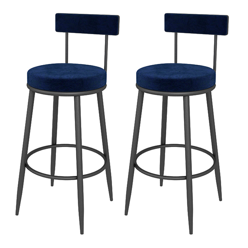 Contemporary Style Upholstered Counter Stool Bar-height Bar Stool with Metal Legs Blue-Black 2 Piece Set Clearhalo 'Bar Furniture' 'Bar Stools' 'bar_stools' 'furn' 'furn_bar_stools' 'Furniture' 'Kitchen & Dining Furniture' 6244695
