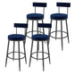 Contemporary Style Upholstered Counter Stool Bar-height Bar Stool with Metal Legs Blue-Black 4 Piece Set Clearhalo 'Bar Furniture' 'Bar Stools' 'bar_stools' 'furn' 'furn_bar_stools' 'Furniture' 'Kitchen & Dining Furniture' 6244698