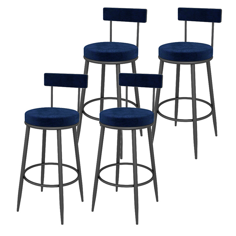 Contemporary Style Upholstered Counter Stool Bar-height Bar Stool with Metal Legs Blue-Black 4 Piece Set Clearhalo 'Bar Furniture' 'Bar Stools' 'bar_stools' 'furn' 'furn_bar_stools' 'Furniture' 'Kitchen & Dining Furniture' 6244698