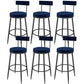 Contemporary Style Upholstered Counter Stool Bar-height Bar Stool with Metal Legs Blue-Black 6 Piece Set Clearhalo 'Bar Furniture' 'Bar Stools' 'bar_stools' 'furn' 'furn_bar_stools' 'Furniture' 'Kitchen & Dining Furniture' 6244700