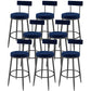 Contemporary Style Upholstered Counter Stool Bar-height Bar Stool with Metal Legs Blue-Black 8 Piece Set Clearhalo 'Bar Furniture' 'Bar Stools' 'bar_stools' 'furn' 'furn_bar_stools' 'Furniture' 'Kitchen & Dining Furniture' 6244702