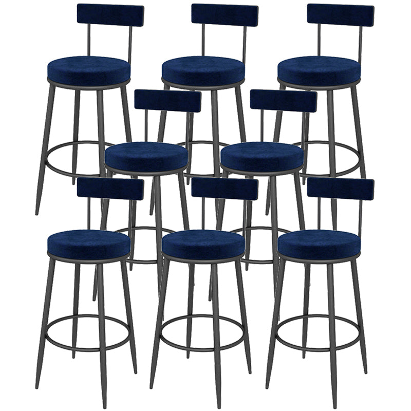 Contemporary Style Upholstered Counter Stool Bar-height Bar Stool with Metal Legs Blue-Black 8 Piece Set Clearhalo 'Bar Furniture' 'Bar Stools' 'bar_stools' 'furn' 'furn_bar_stools' 'Furniture' 'Kitchen & Dining Furniture' 6244702