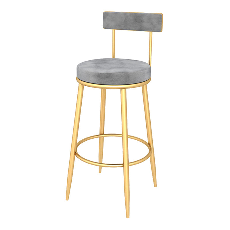Contemporary Style Upholstered Counter Stool Bar-height Bar Stool with Metal Legs Gray-Gold 1 Piece Clearhalo 'Bar Furniture' 'Bar Stools' 'bar_stools' 'furn' 'furn_bar_stools' 'Furniture' 'Kitchen & Dining Furniture' 6244703