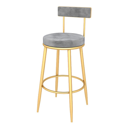 Contemporary Style Upholstered Counter Stool Bar-height Bar Stool with Metal Legs Gray-Gold 1 Piece Clearhalo 'Bar Furniture' 'Bar Stools' 'bar_stools' 'furn' 'furn_bar_stools' 'Furniture' 'Kitchen & Dining Furniture' 6244703