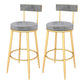 Contemporary Style Upholstered Counter Stool Bar-height Bar Stool with Metal Legs Gray-Gold 2 Piece Set Clearhalo 'Bar Furniture' 'Bar Stools' 'bar_stools' 'furn' 'furn_bar_stools' 'Furniture' 'Kitchen & Dining Furniture' 6244704