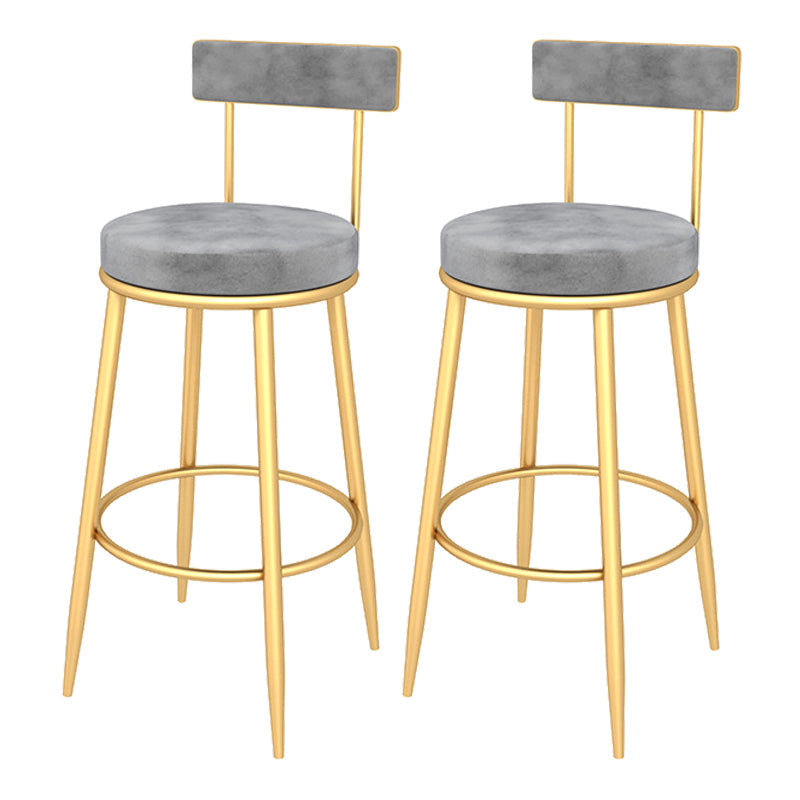 Contemporary Style Upholstered Counter Stool Bar-height Bar Stool with Metal Legs Gray-Gold 2 Piece Set Clearhalo 'Bar Furniture' 'Bar Stools' 'bar_stools' 'furn' 'furn_bar_stools' 'Furniture' 'Kitchen & Dining Furniture' 6244704