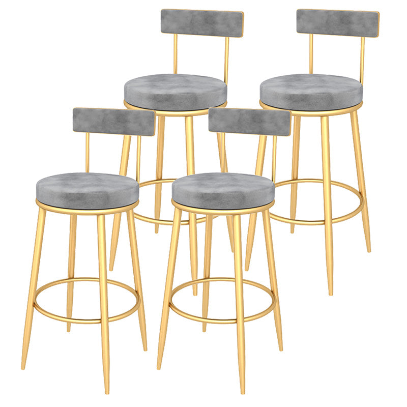 Contemporary Style Upholstered Counter Stool Bar-height Bar Stool with Metal Legs Gray-Gold 4 Piece Set Clearhalo 'Bar Furniture' 'Bar Stools' 'bar_stools' 'furn' 'furn_bar_stools' 'Furniture' 'Kitchen & Dining Furniture' 6244705