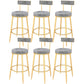 Contemporary Style Upholstered Counter Stool Bar-height Bar Stool with Metal Legs Gray-Gold 6 Piece Set Clearhalo 'Bar Furniture' 'Bar Stools' 'bar_stools' 'furn' 'furn_bar_stools' 'Furniture' 'Kitchen & Dining Furniture' 6244706