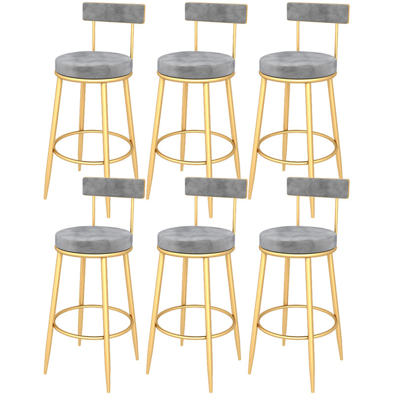 Contemporary Style Upholstered Counter Stool Bar-height Bar Stool with Metal Legs Gray-Gold 6 Piece Set Clearhalo 'Bar Furniture' 'Bar Stools' 'bar_stools' 'furn' 'furn_bar_stools' 'Furniture' 'Kitchen & Dining Furniture' 6244706