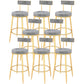 Contemporary Style Upholstered Counter Stool Bar-height Bar Stool with Metal Legs Gray-Gold 8 Piece Set Clearhalo 'Bar Furniture' 'Bar Stools' 'bar_stools' 'furn' 'furn_bar_stools' 'Furniture' 'Kitchen & Dining Furniture' 6244707