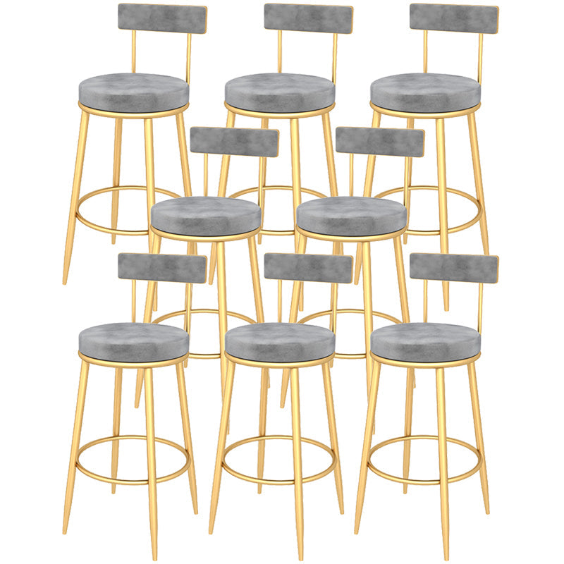 Contemporary Style Upholstered Counter Stool Bar-height Bar Stool with Metal Legs Gray-Gold 8 Piece Set Clearhalo 'Bar Furniture' 'Bar Stools' 'bar_stools' 'furn' 'furn_bar_stools' 'Furniture' 'Kitchen & Dining Furniture' 6244707