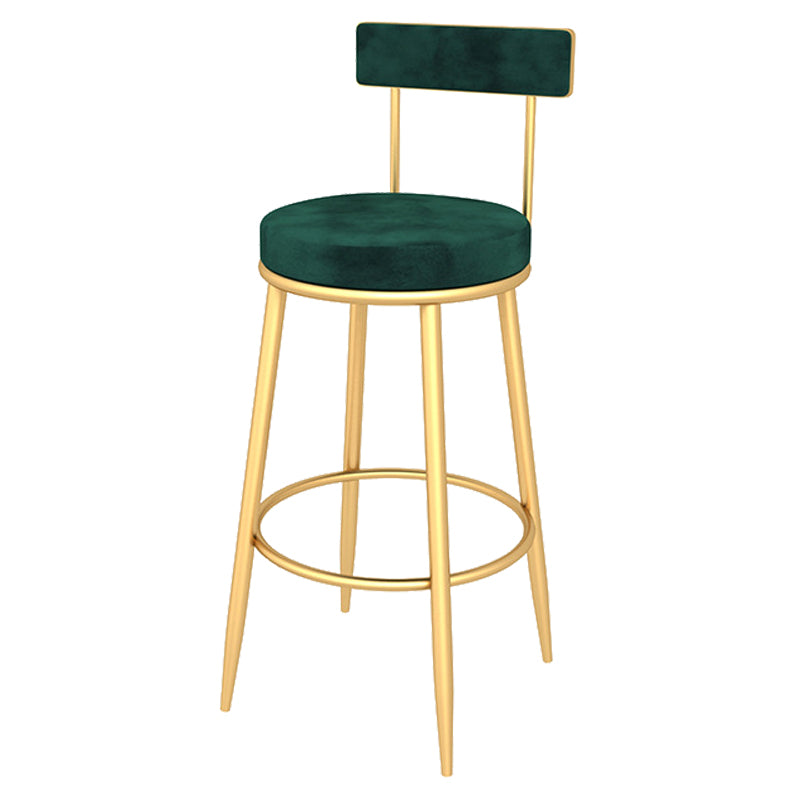 Contemporary Style Upholstered Counter Stool Bar-height Bar Stool with Metal Legs Green Gold 1 Piece Clearhalo 'Bar Furniture' 'Bar Stools' 'bar_stools' 'furn' 'furn_bar_stools' 'Furniture' 'Kitchen & Dining Furniture' 6244708