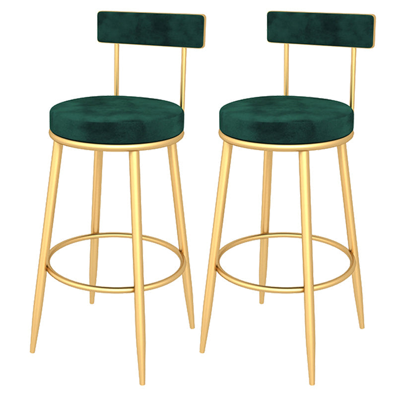 Contemporary Style Upholstered Counter Stool Bar-height Bar Stool with Metal Legs Green Gold 2 Piece Set Clearhalo 'Bar Furniture' 'Bar Stools' 'bar_stools' 'furn' 'furn_bar_stools' 'Furniture' 'Kitchen & Dining Furniture' 6244709