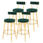 Contemporary Style Upholstered Counter Stool Bar-height Bar Stool with Metal Legs Green Gold 4 Piece Set Clearhalo 'Bar Furniture' 'Bar Stools' 'bar_stools' 'furn' 'furn_bar_stools' 'Furniture' 'Kitchen & Dining Furniture' 6244710