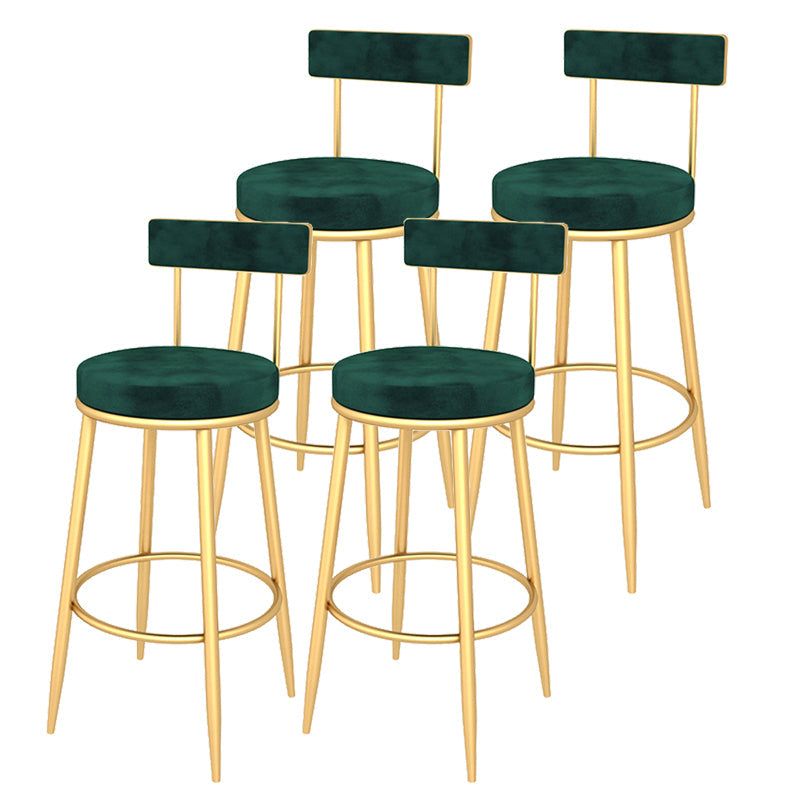 Contemporary Style Upholstered Counter Stool Bar-height Bar Stool with Metal Legs Green Gold 4 Piece Set Clearhalo 'Bar Furniture' 'Bar Stools' 'bar_stools' 'furn' 'furn_bar_stools' 'Furniture' 'Kitchen & Dining Furniture' 6244710