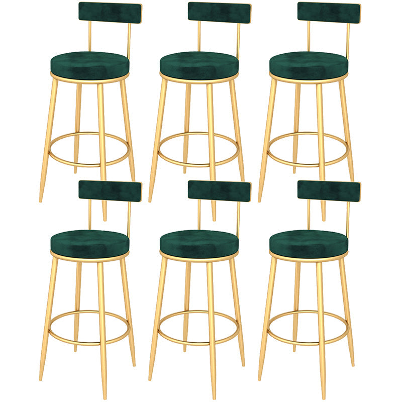 Contemporary Style Upholstered Counter Stool Bar-height Bar Stool with Metal Legs Green Gold 6 Piece Set Clearhalo 'Bar Furniture' 'Bar Stools' 'bar_stools' 'furn' 'furn_bar_stools' 'Furniture' 'Kitchen & Dining Furniture' 6244711