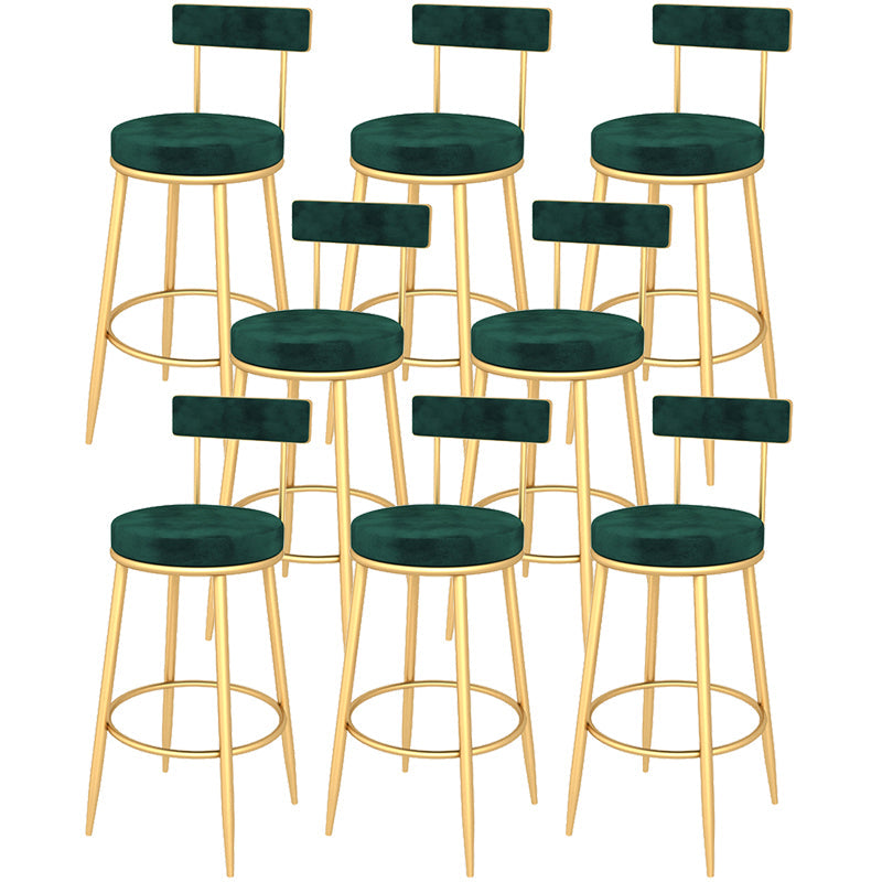 Contemporary Style Upholstered Counter Stool Bar-height Bar Stool with Metal Legs Green Gold 8 Piece Set Clearhalo 'Bar Furniture' 'Bar Stools' 'bar_stools' 'furn' 'furn_bar_stools' 'Furniture' 'Kitchen & Dining Furniture' 6244712