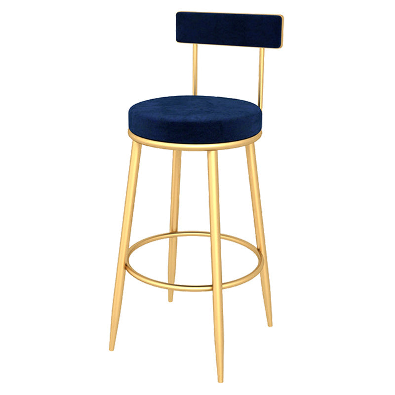 Contemporary Style Upholstered Counter Stool Bar-height Bar Stool with Metal Legs Blue Gold 1 Piece Clearhalo 'Bar Furniture' 'Bar Stools' 'bar_stools' 'furn' 'furn_bar_stools' 'Furniture' 'Kitchen & Dining Furniture' 6244713