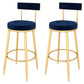 Contemporary Style Upholstered Counter Stool Bar-height Bar Stool with Metal Legs Blue Gold 2 Piece Set Clearhalo 'Bar Furniture' 'Bar Stools' 'bar_stools' 'furn' 'furn_bar_stools' 'Furniture' 'Kitchen & Dining Furniture' 6244714