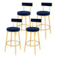 Contemporary Style Upholstered Counter Stool Bar-height Bar Stool with Metal Legs Blue Gold 4 Piece Set Clearhalo 'Bar Furniture' 'Bar Stools' 'bar_stools' 'furn' 'furn_bar_stools' 'Furniture' 'Kitchen & Dining Furniture' 6244715