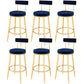 Contemporary Style Upholstered Counter Stool Bar-height Bar Stool with Metal Legs Blue Gold 6 Piece Set Clearhalo 'Bar Furniture' 'Bar Stools' 'bar_stools' 'furn' 'furn_bar_stools' 'Furniture' 'Kitchen & Dining Furniture' 6244716
