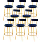 Contemporary Style Upholstered Counter Stool Bar-height Bar Stool with Metal Legs Blue Gold 8 Piece Set Clearhalo 'Bar Furniture' 'Bar Stools' 'bar_stools' 'furn' 'furn_bar_stools' 'Furniture' 'Kitchen & Dining Furniture' 6244717