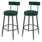 Contemporary Style Upholstered Counter Stool Bar-height Bar Stool with Metal Legs Green-Black 2 Piece Set Clearhalo 'Bar Furniture' 'Bar Stools' 'bar_stools' 'furn' 'furn_bar_stools' 'Furniture' 'Kitchen & Dining Furniture' 6244718